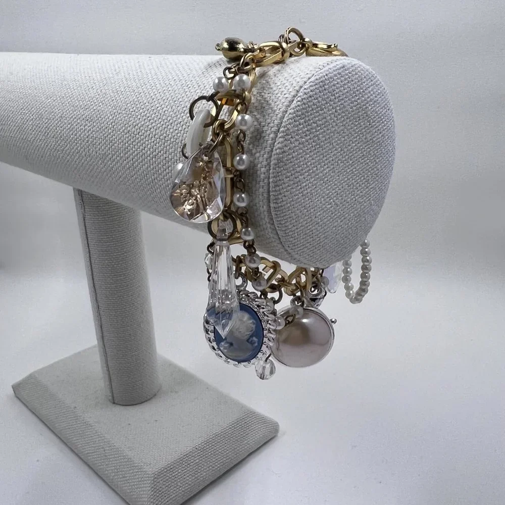 Gold Toned 7” Large Charm Bracelet
